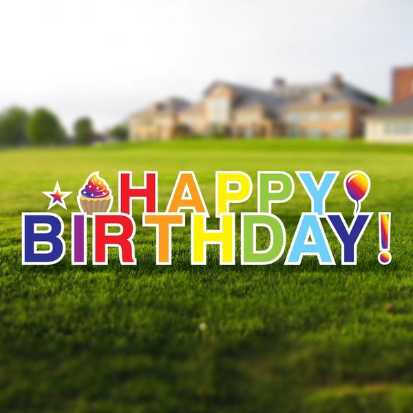 Happy Birthday Lawn Sign Kit – Multicolored
