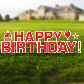 Happy Birthday Lawn Sign Kit – Red