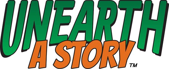 Summer Reading Club logo, Unearth a Story.